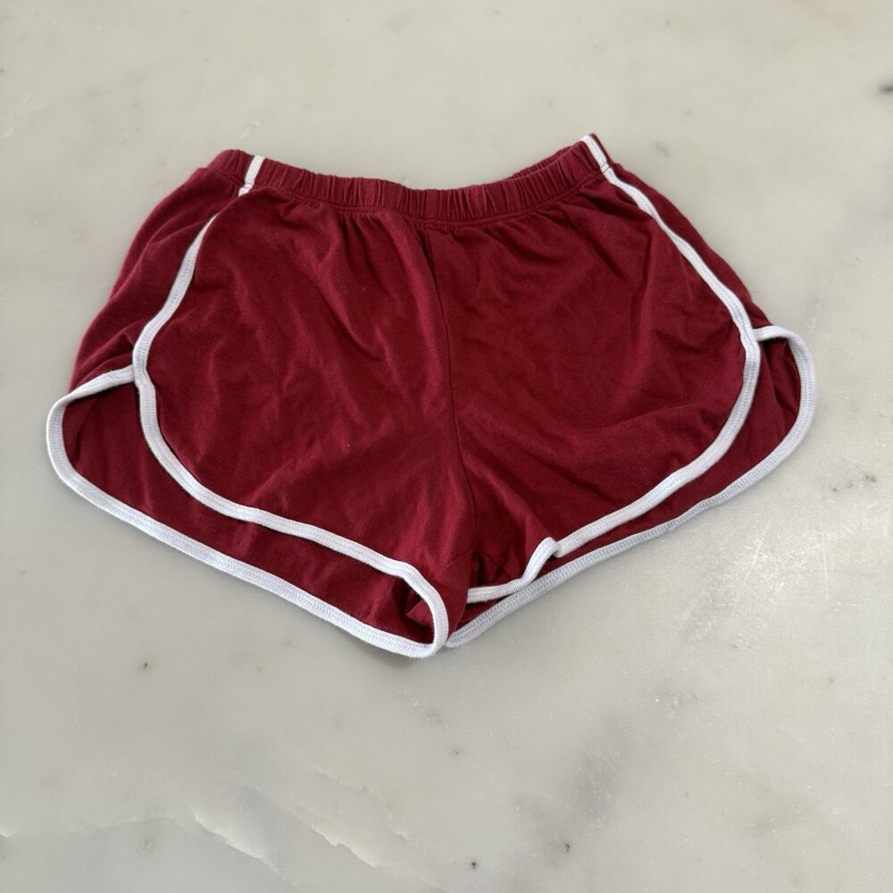 Brandy Melville Red Athletic Shorts White Trim Y2K Dolphin Lounge Coquette Gym